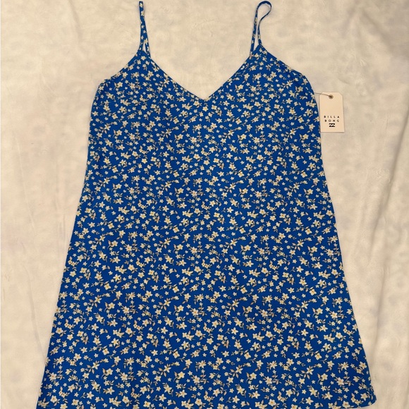Billabong 90s Babe Mini dress, Blue with Yellow Floral Pattern, large - Picture 2 of 13